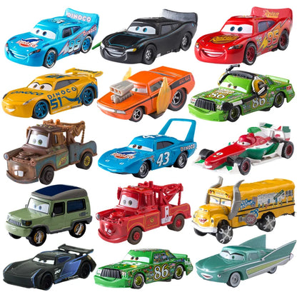 Pixar Cars Lightning McQueen 1:55 Scale Alloy Metal Model Car - Mater Sheriff Vehicle Toy for Boys and Children Gifts